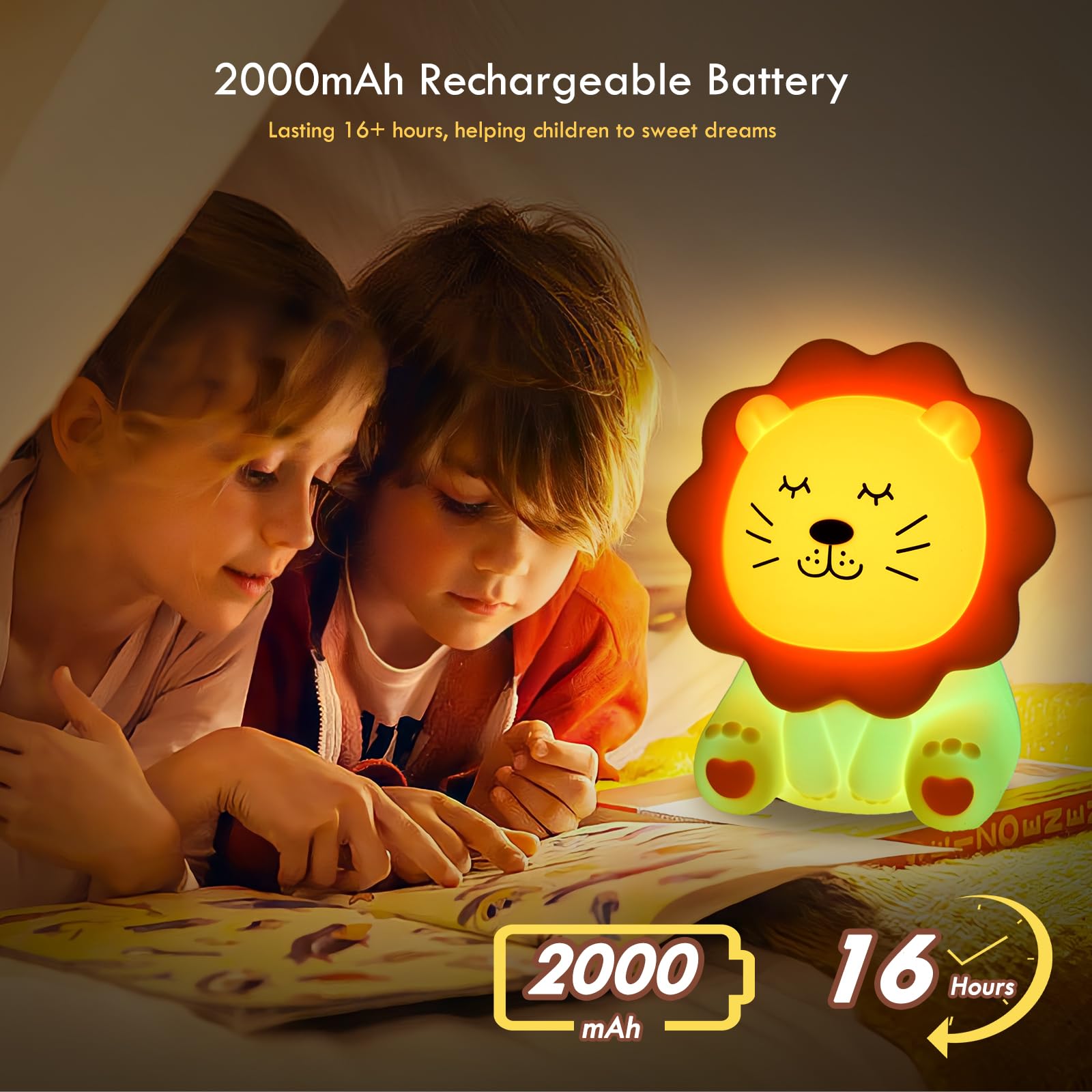 Nawchedo Lion Night Light uses soft silicone texture safe for squishing.