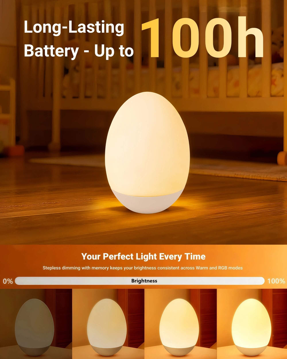 NAWIQI Egg Night Light uses BPA-free silicone for safe newborn night-time use.