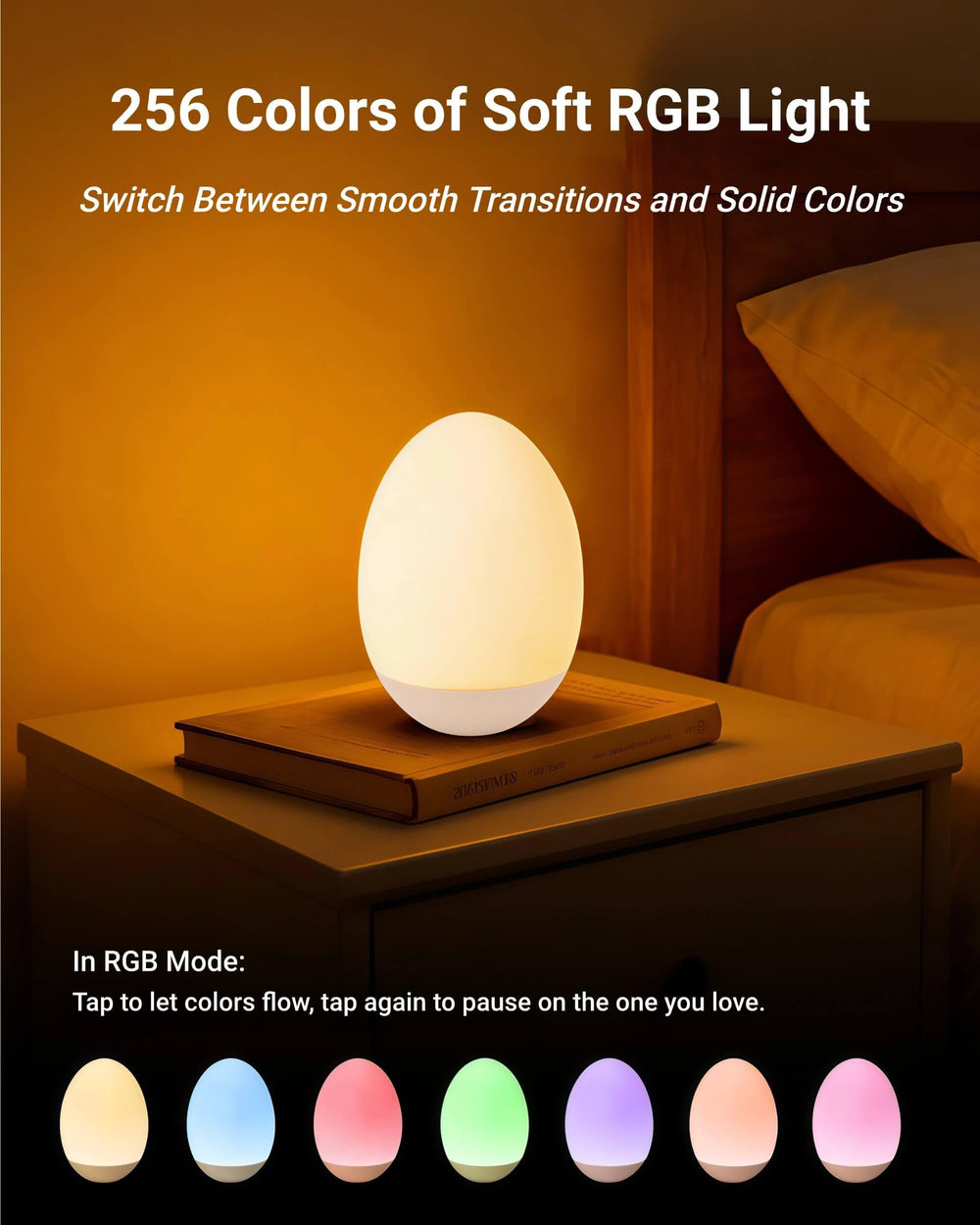 NAWIQI Egg Night Light features stepless dimming for precise brightness control.