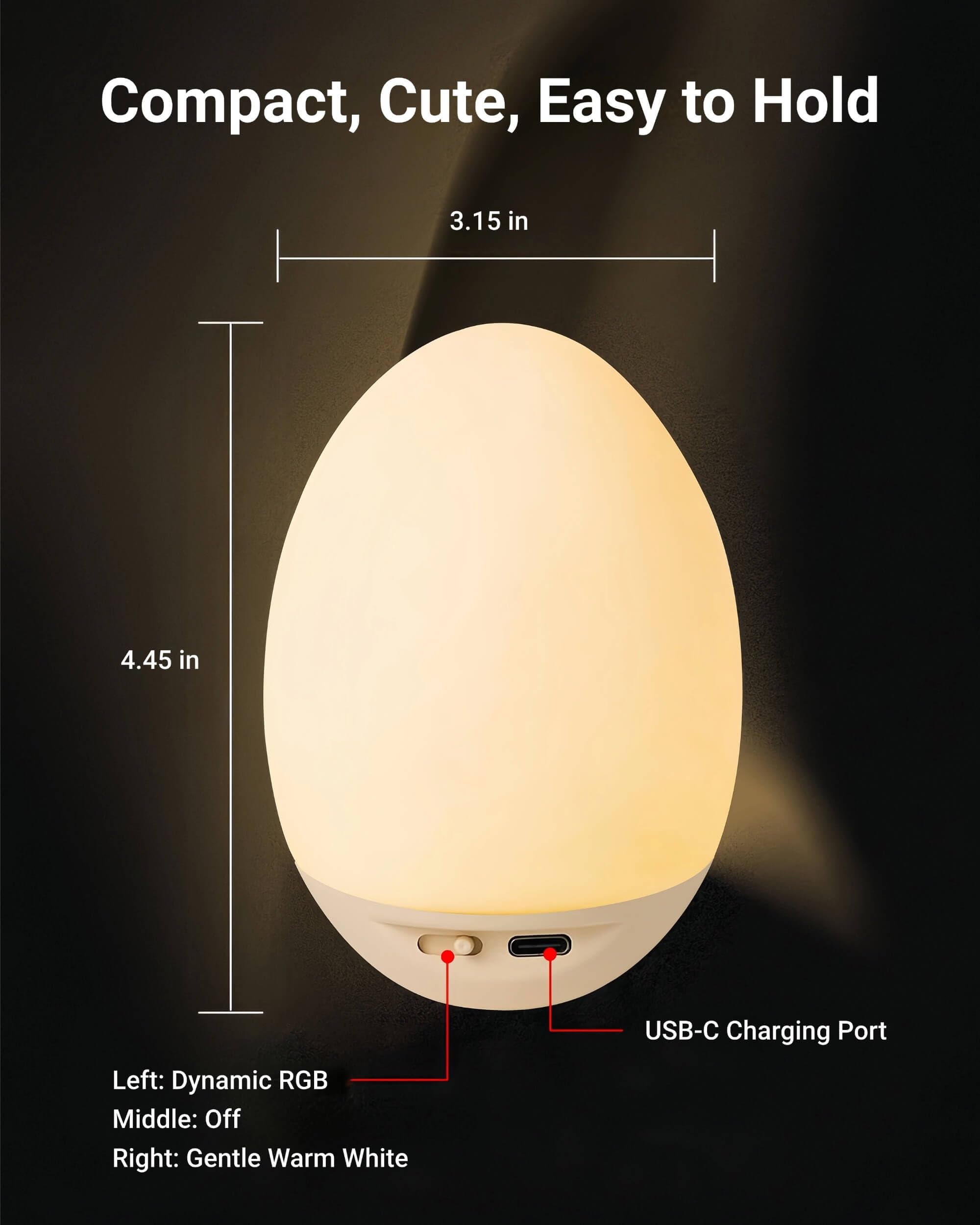 NAWIQI Egg Night Light remembers last brightness with touch control memory.