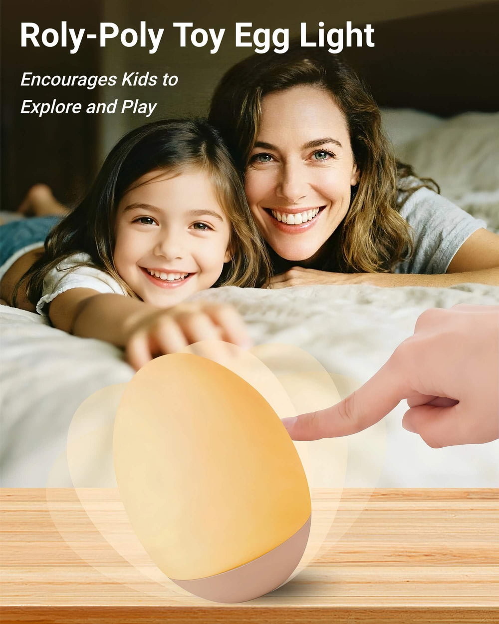 NAWIQI Egg Night Light recharges via USB-C for quick, convenient power.