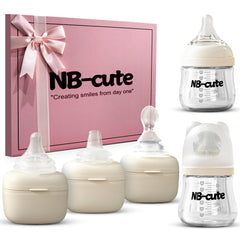 NB-cute glass baby bottles anti colic set includes 4oz and 6oz sizes for pure feeds.