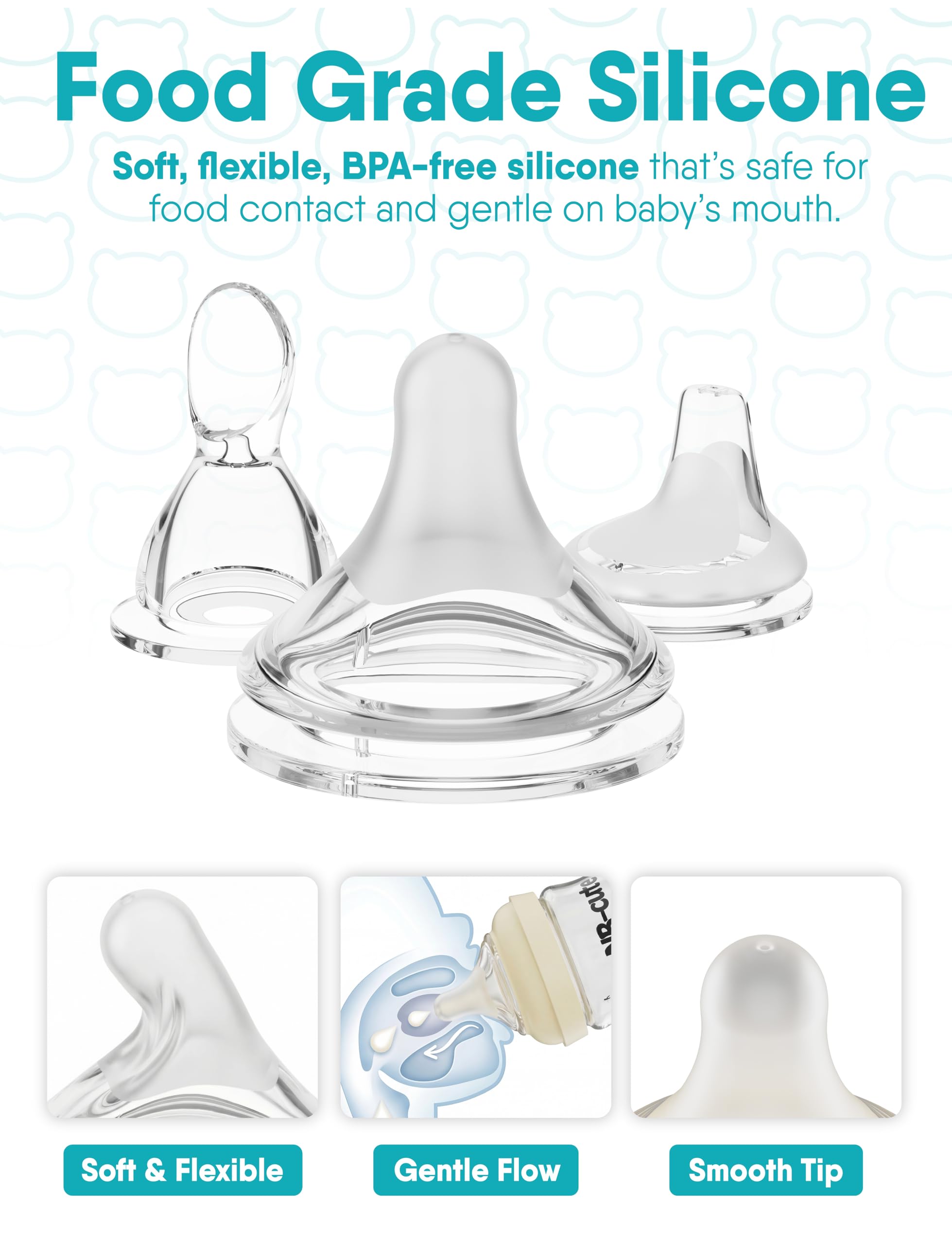 NB-cute set includes multiple teat heads for different feeding needs