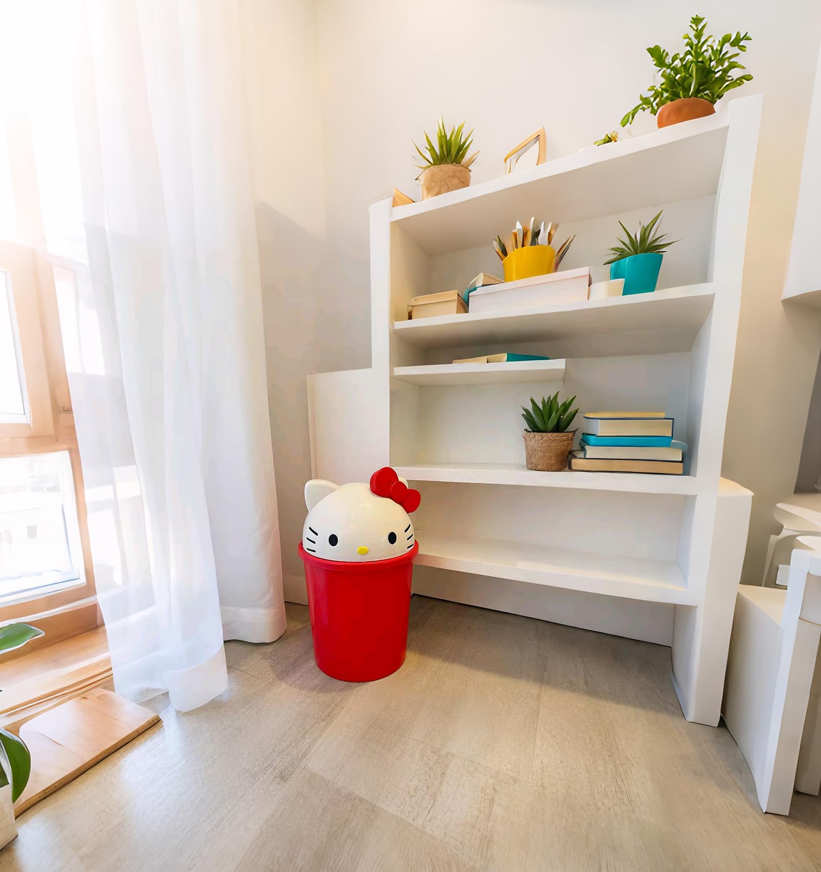 NBHUZEHUA pink desk trash can is easy to wipe clean.