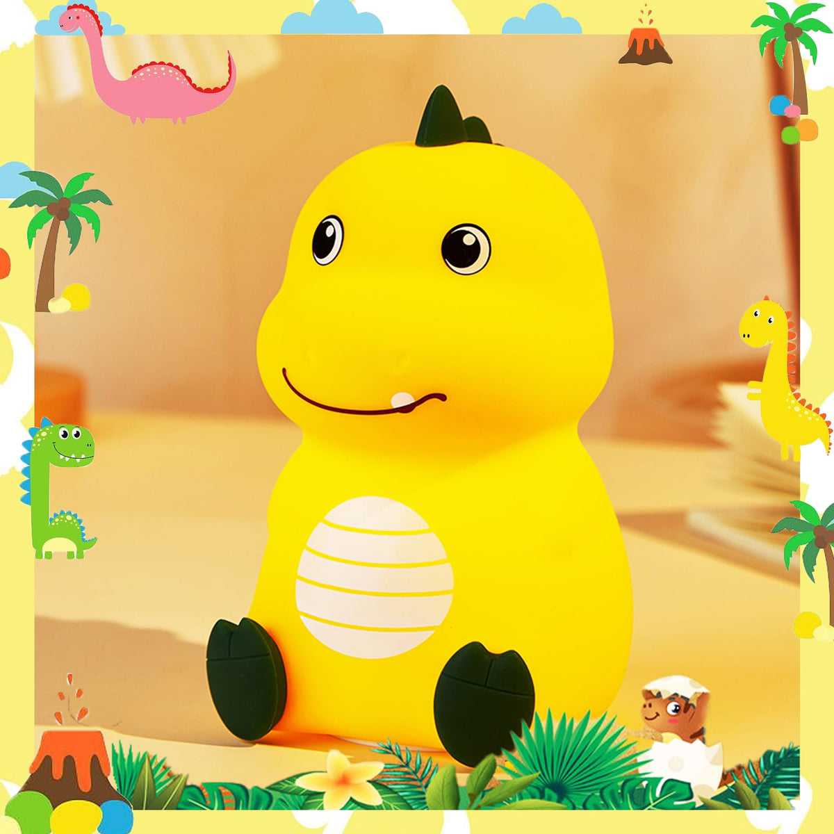 NCBNCB dinosaur night light close-up highlighting silicone softness for secure bedtime