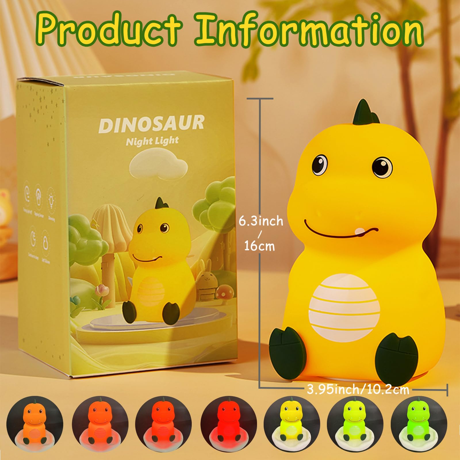 NCBNCB night light dinosaur with 16 colors displayed to soothe toddler moods at night