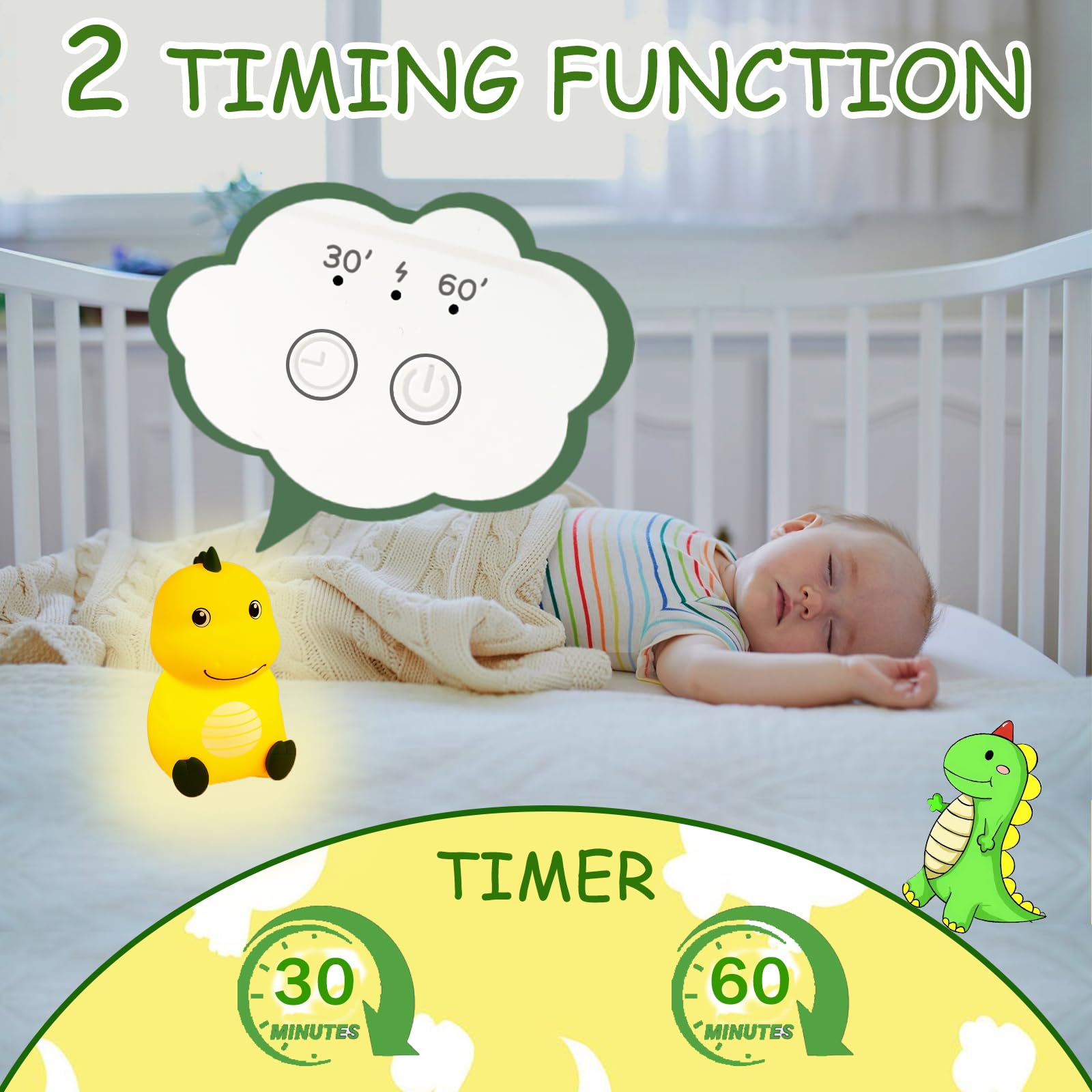 NCBNCB night light 30/60 minute timer helps conserve energy during naps