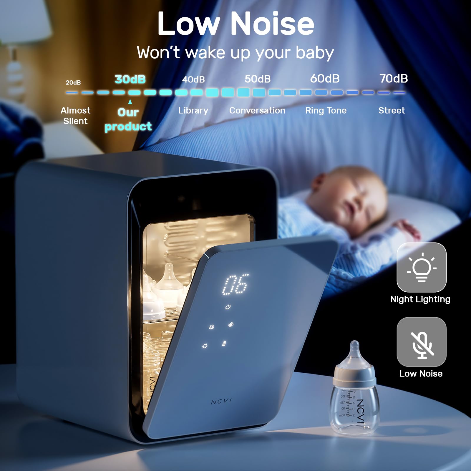 NCVI 12L UV Box Dryer compact-footprint on countertop saves space