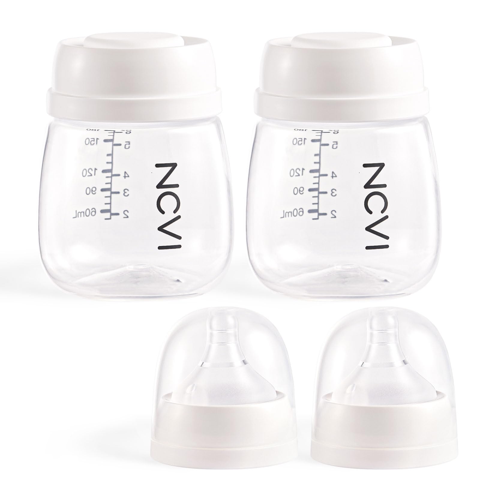 NCVI baby bottles 2-pack on a table for storing and feeding convenience
