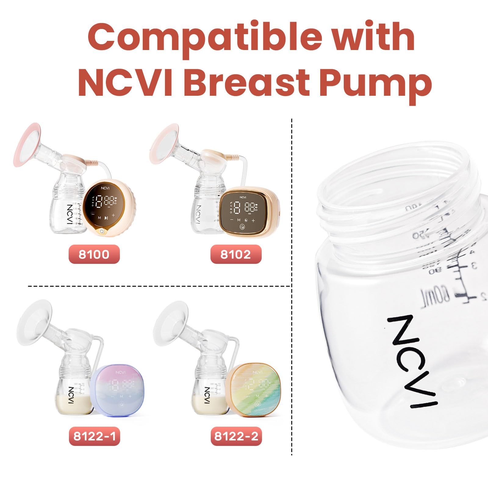 NCVI baby bottles lids 2-pack with threads for leak-proof sealing