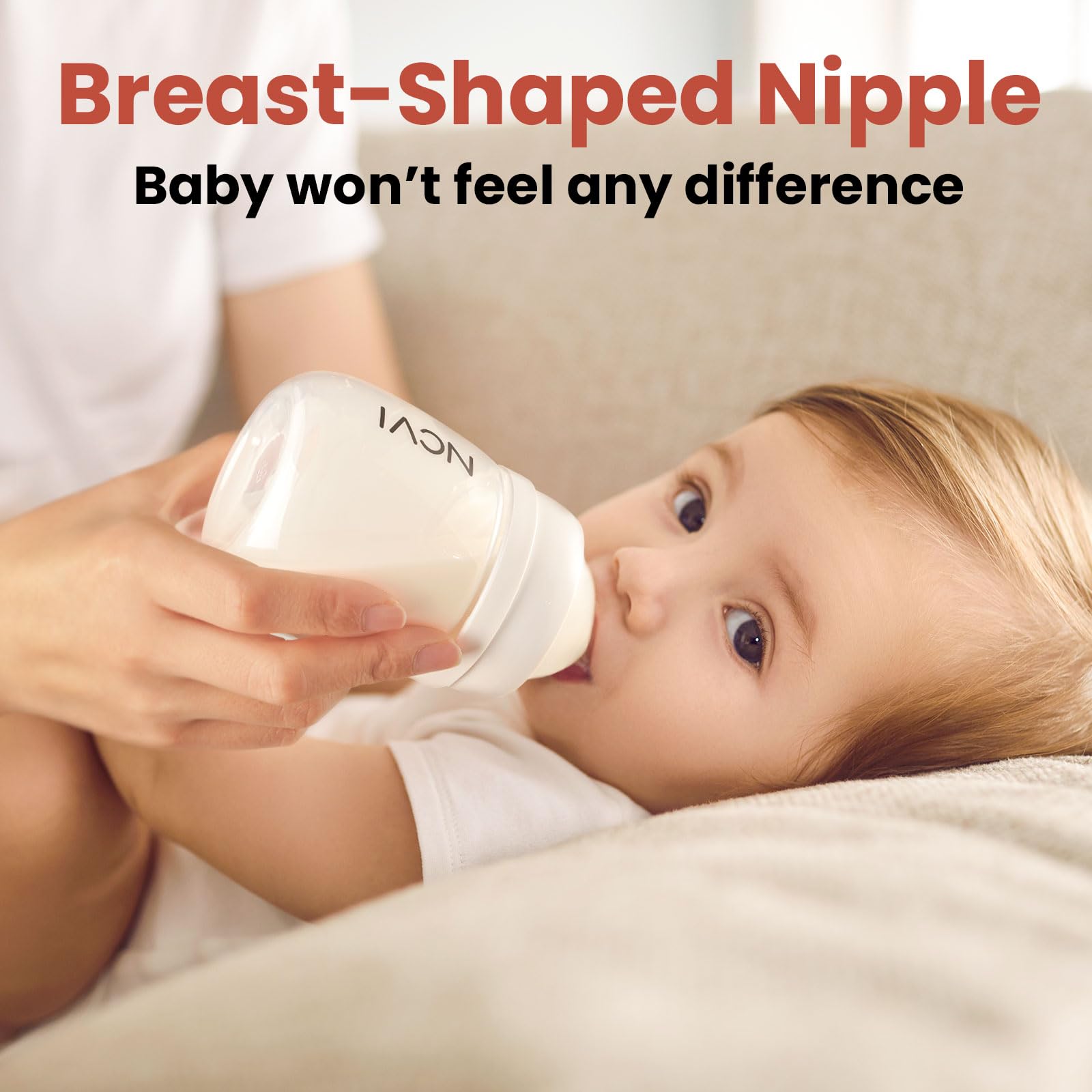 NCVI baby bottles nipples 2-pack close-up for milk flow comfort
