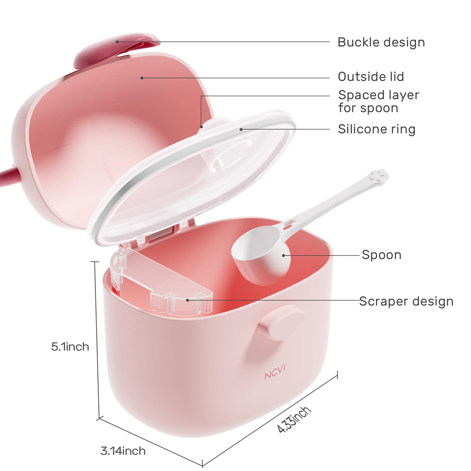 NCVI Baby Formula Dispenser ready for bag, ideal for trips and visits.