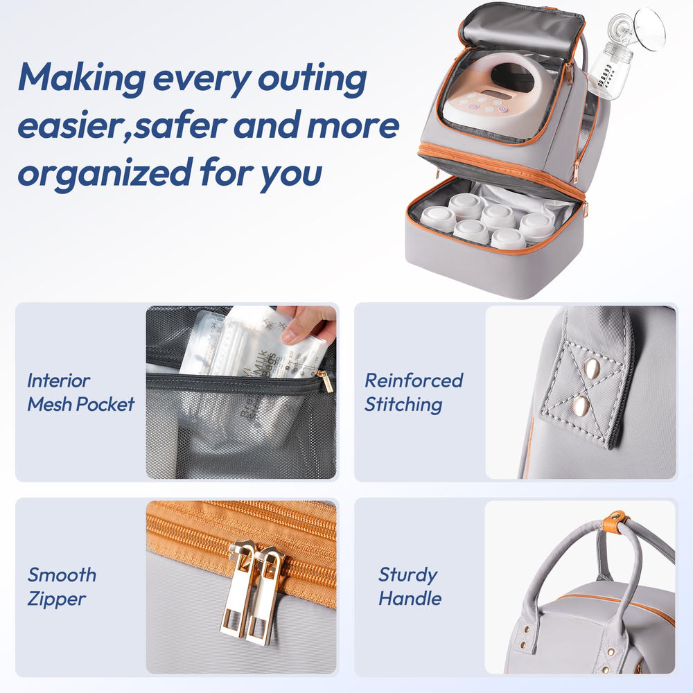 NCVI breast pump bag durable polyester and leakproof bottom guard against spills