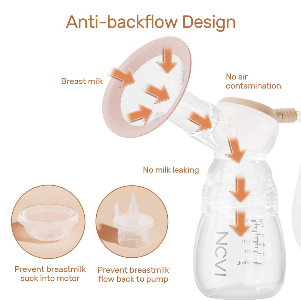 NCVI breast pump quiet operation minimizes disruption during baby's naps