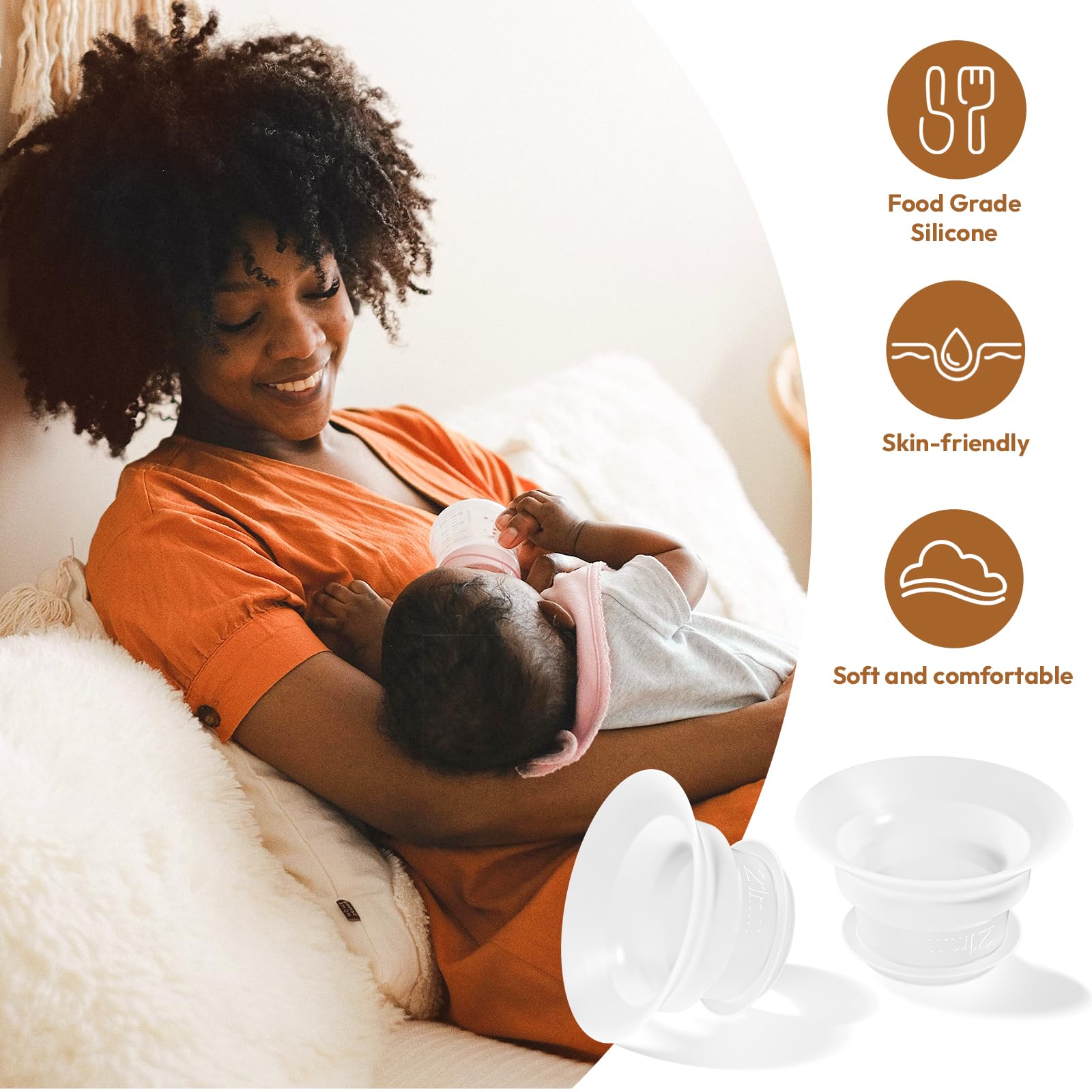 NCVI breast pump setup with insert shows easy insertion and comfort during pumping
