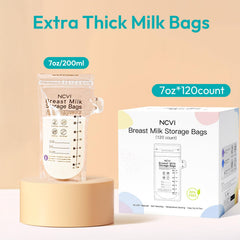 NCVI self-standing milk bag keeps shelves tidy during filling.