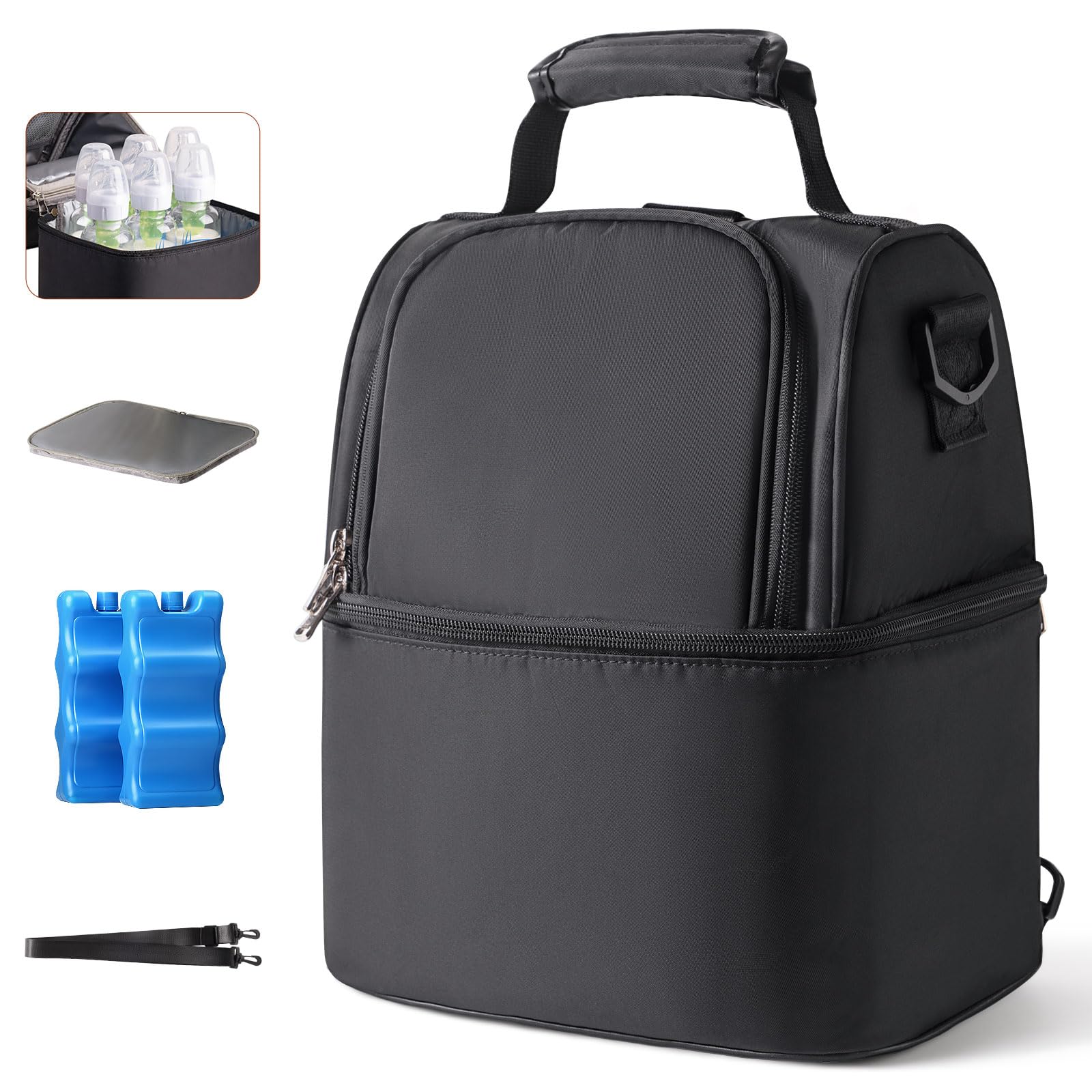 NCVI Breastmilk Cooler Bag front view shows travel-ready design for moms