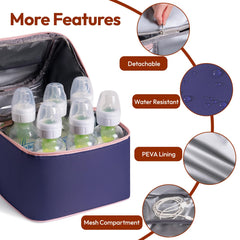 NCVI Breastmilk Cooler Bag bottom view with six 5 oz bottles capacity.