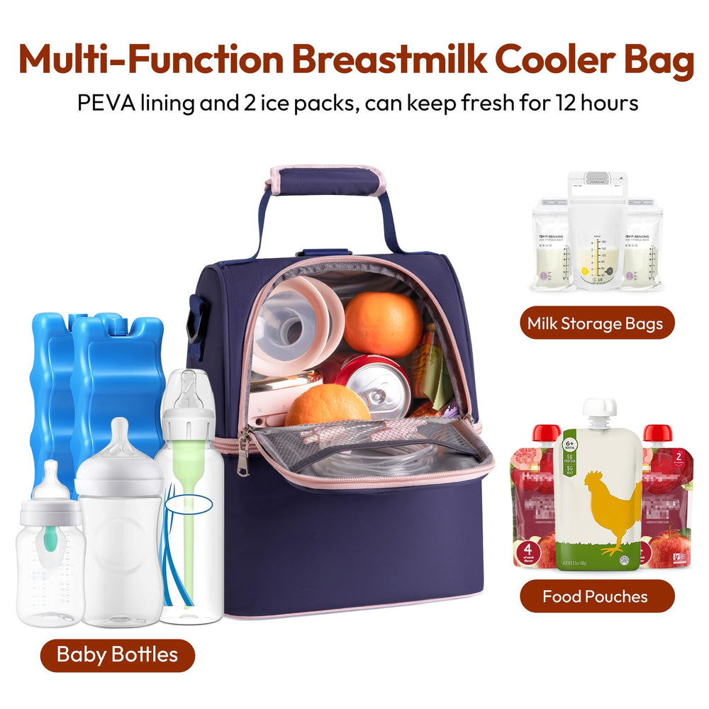 NCVI Breastmilk Cooler Bag side compartment open for easy bottle access.