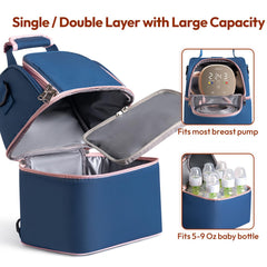 NCVI cooler bag with ice packs keeps milk cool during outings.