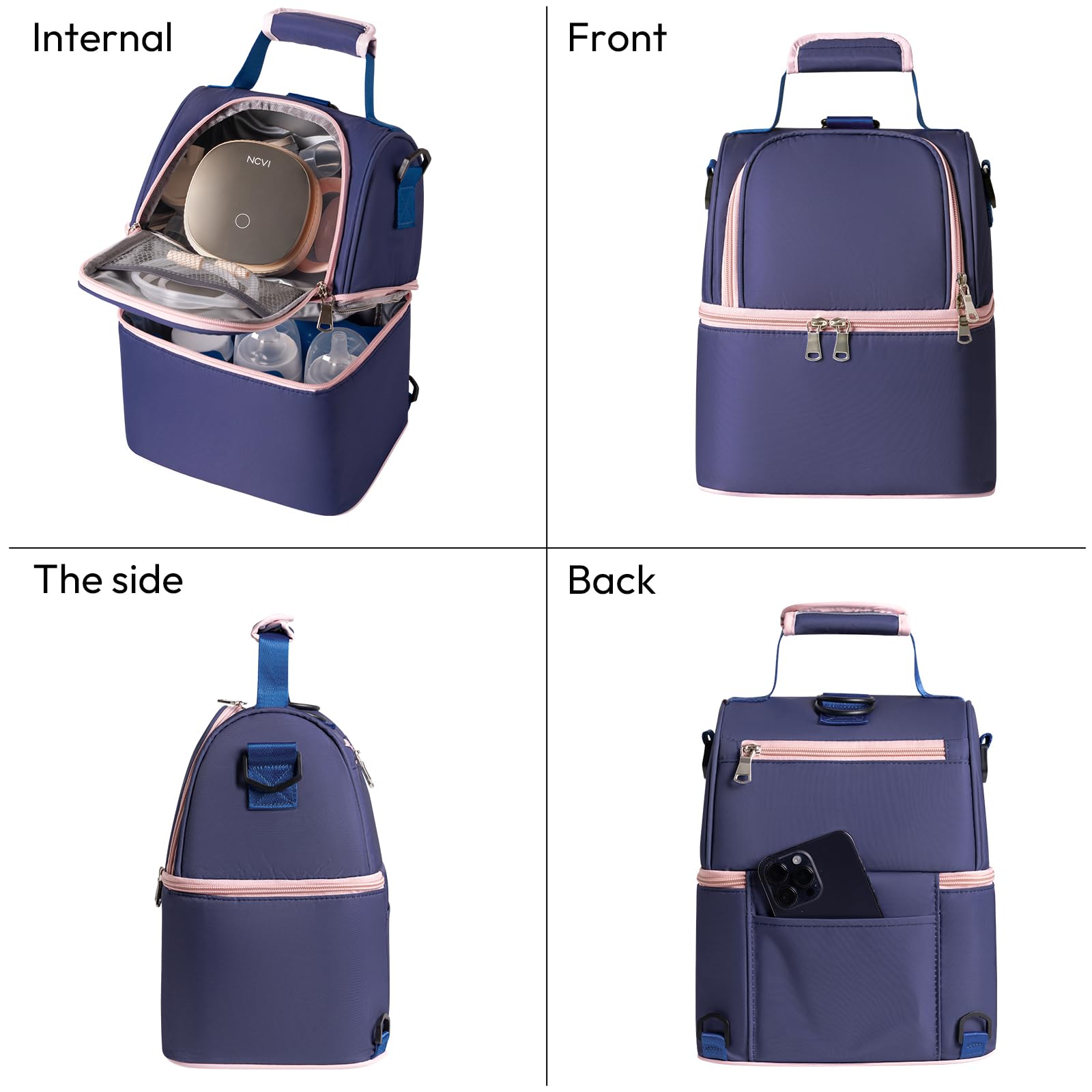 NCVI Breastmilk Cooler Bag travel-ready setup for daycare or work.