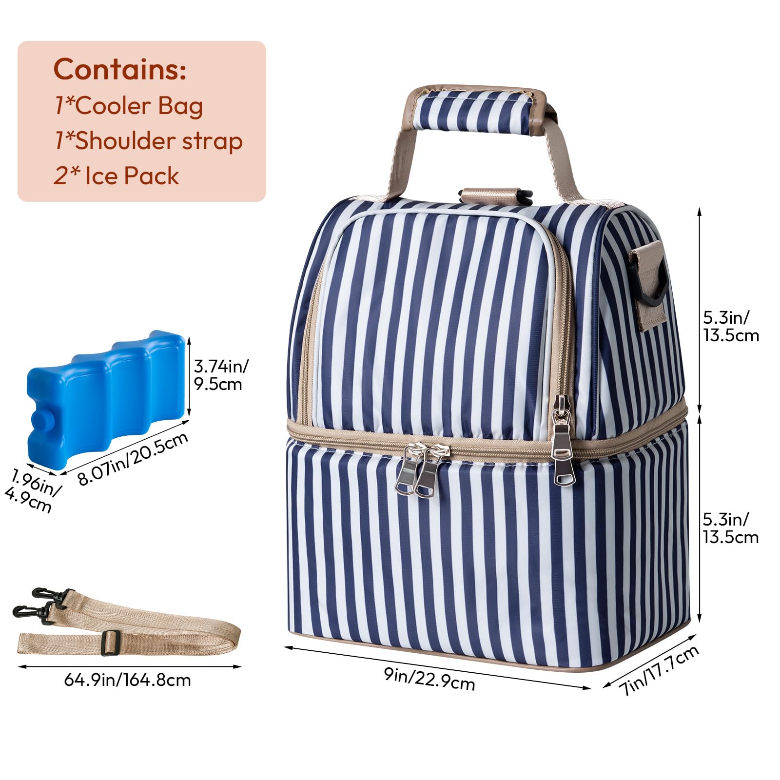 NCVI two-layer cooler bag materials: durable polyester exterior and PEVA lining for easy cleaning