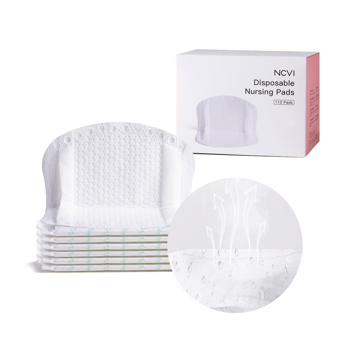 NCVI disposable ultra-thin nursing pads packaging for easy on-the-go use