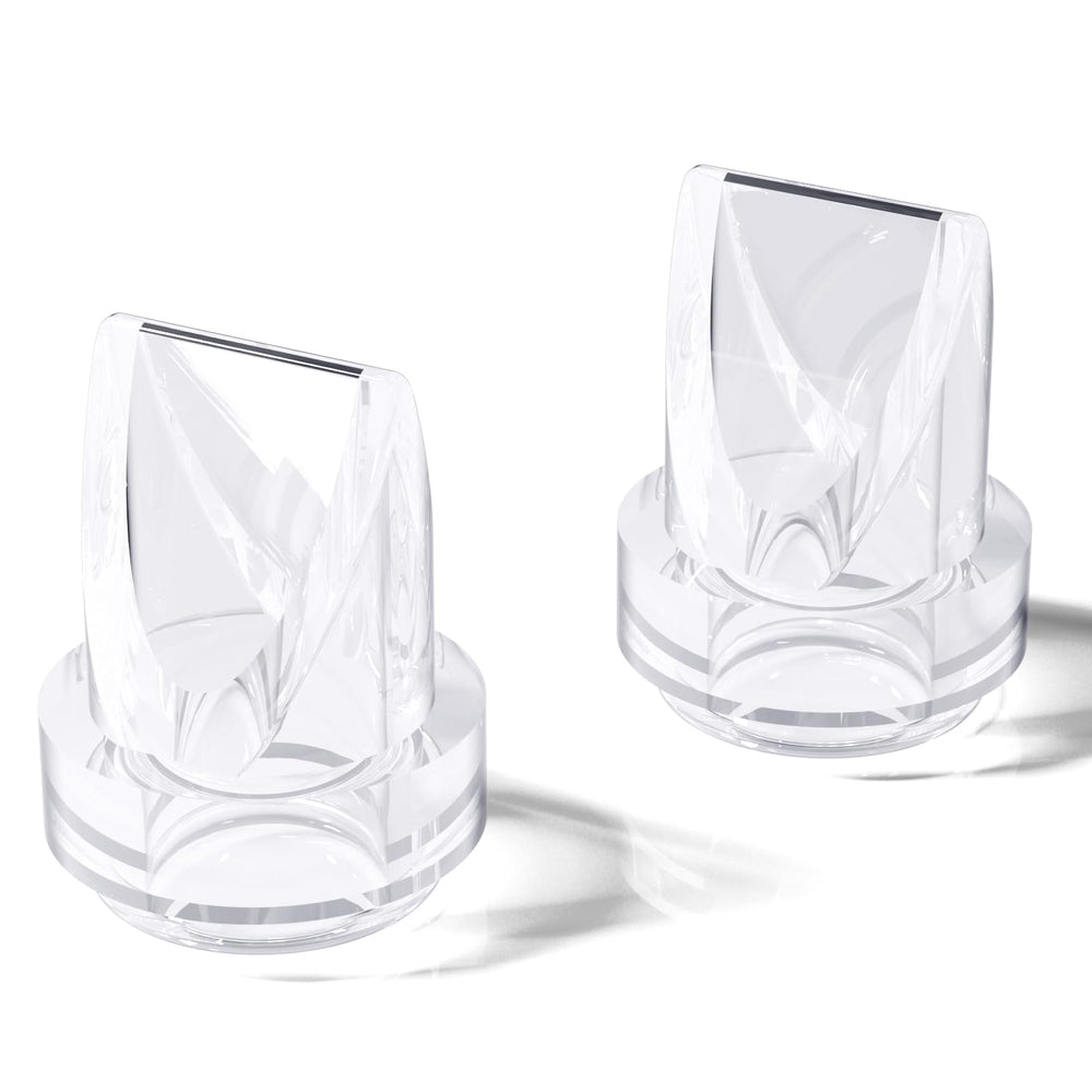 NCVI duckbill valves 2-pack closeup showing soft silicone seal for safe pumping