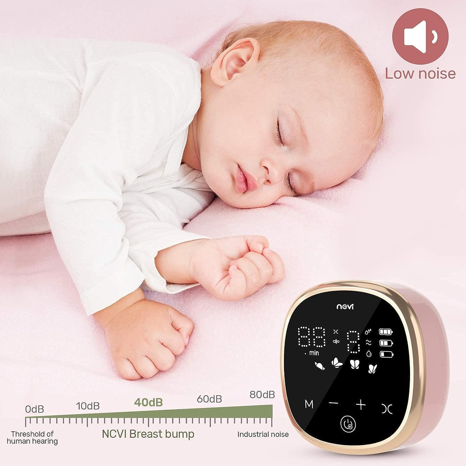 NCVI electric breast pump 8782 is ideal for night use with a compact setup.