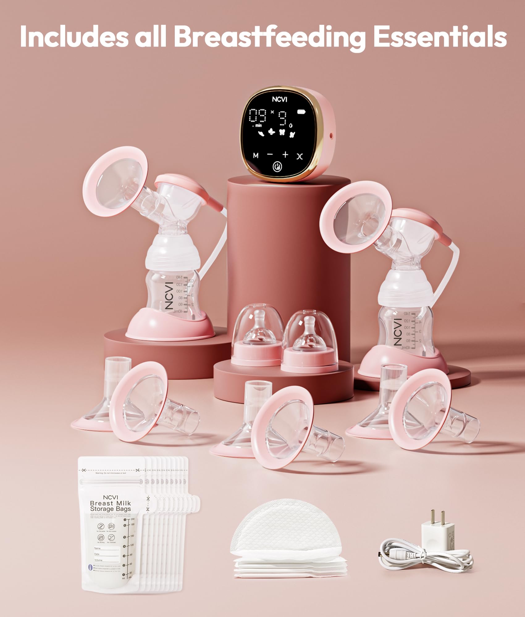 NCVI electric breast pump 8782 with portable case is easy to pack for travel.