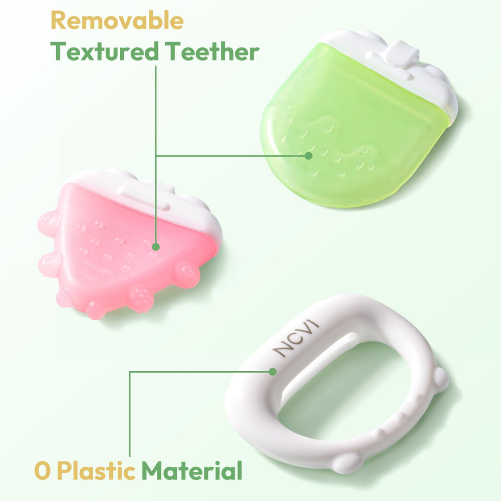 NCVI pink and green silicone teether colors