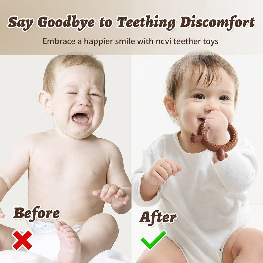 NCVI teething set gift-ready with bright colors for babies.