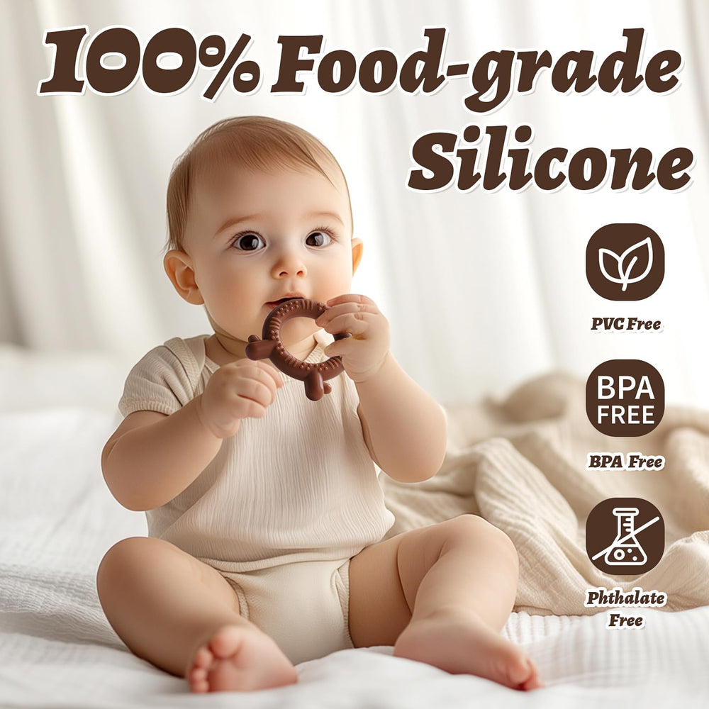 NCVI teething rings hollow center grip aids small-hand handling.