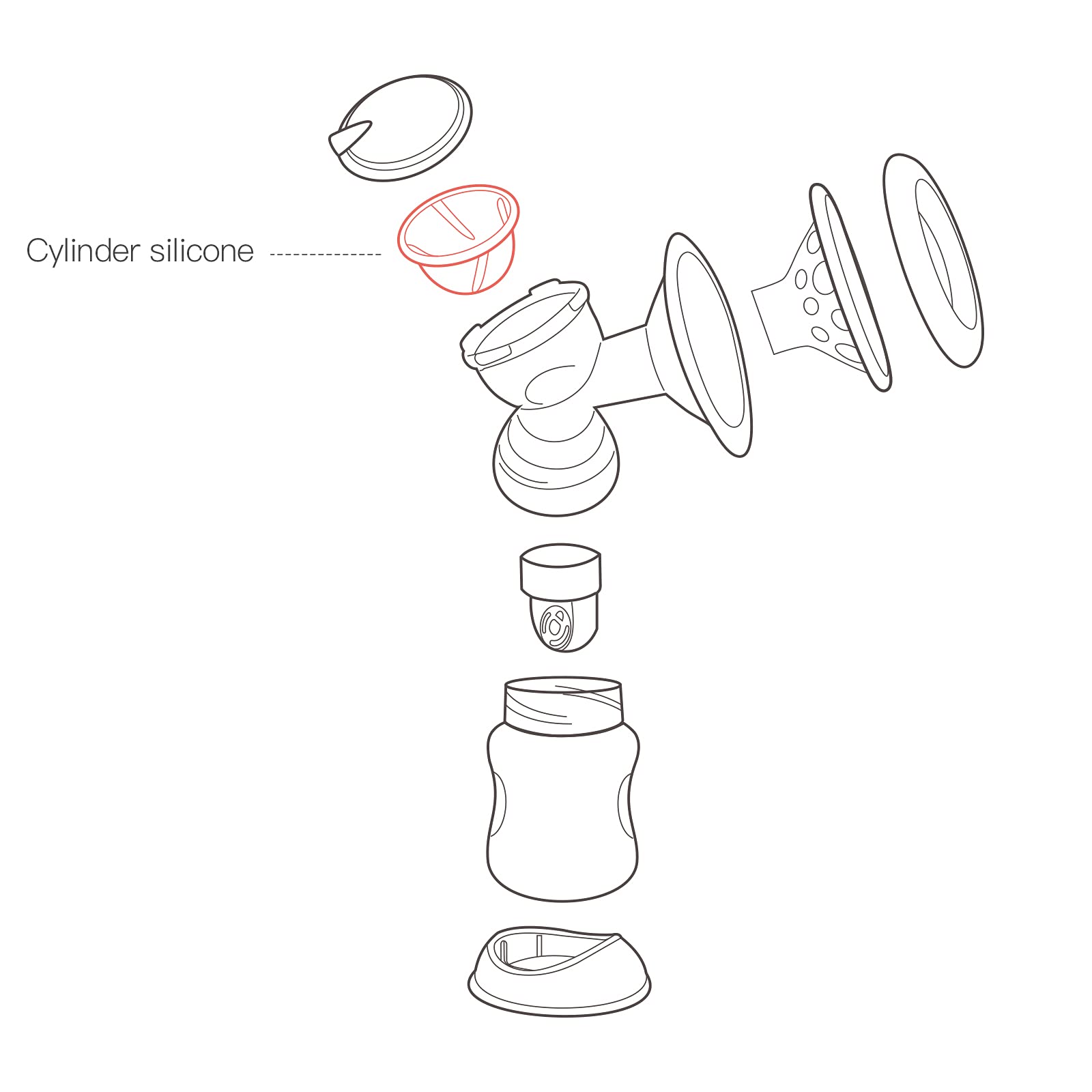 NCVI diaphragm in a closed system setup, helping protect tubing from milk entry.