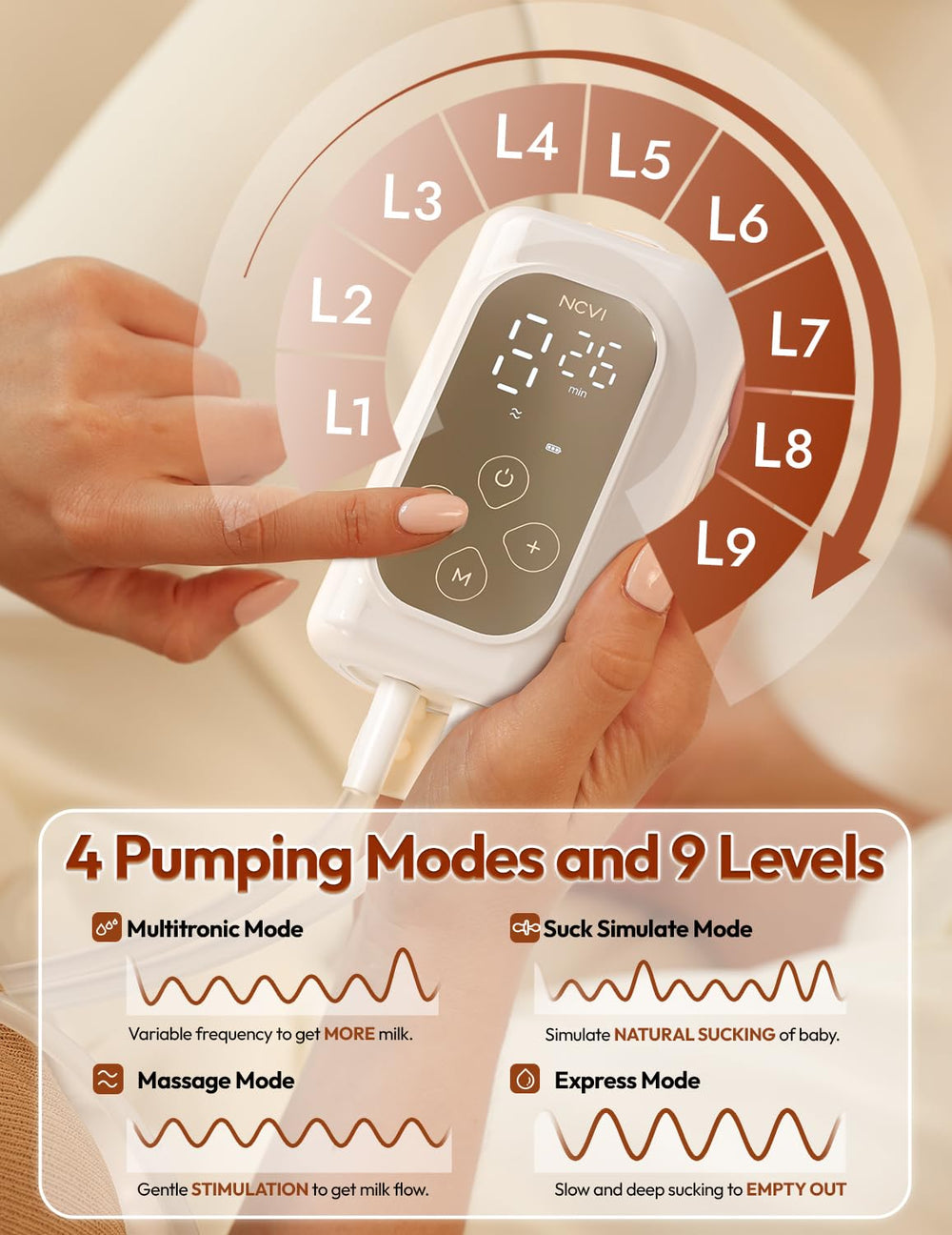 NCVI pump with silent design for late-night pumping