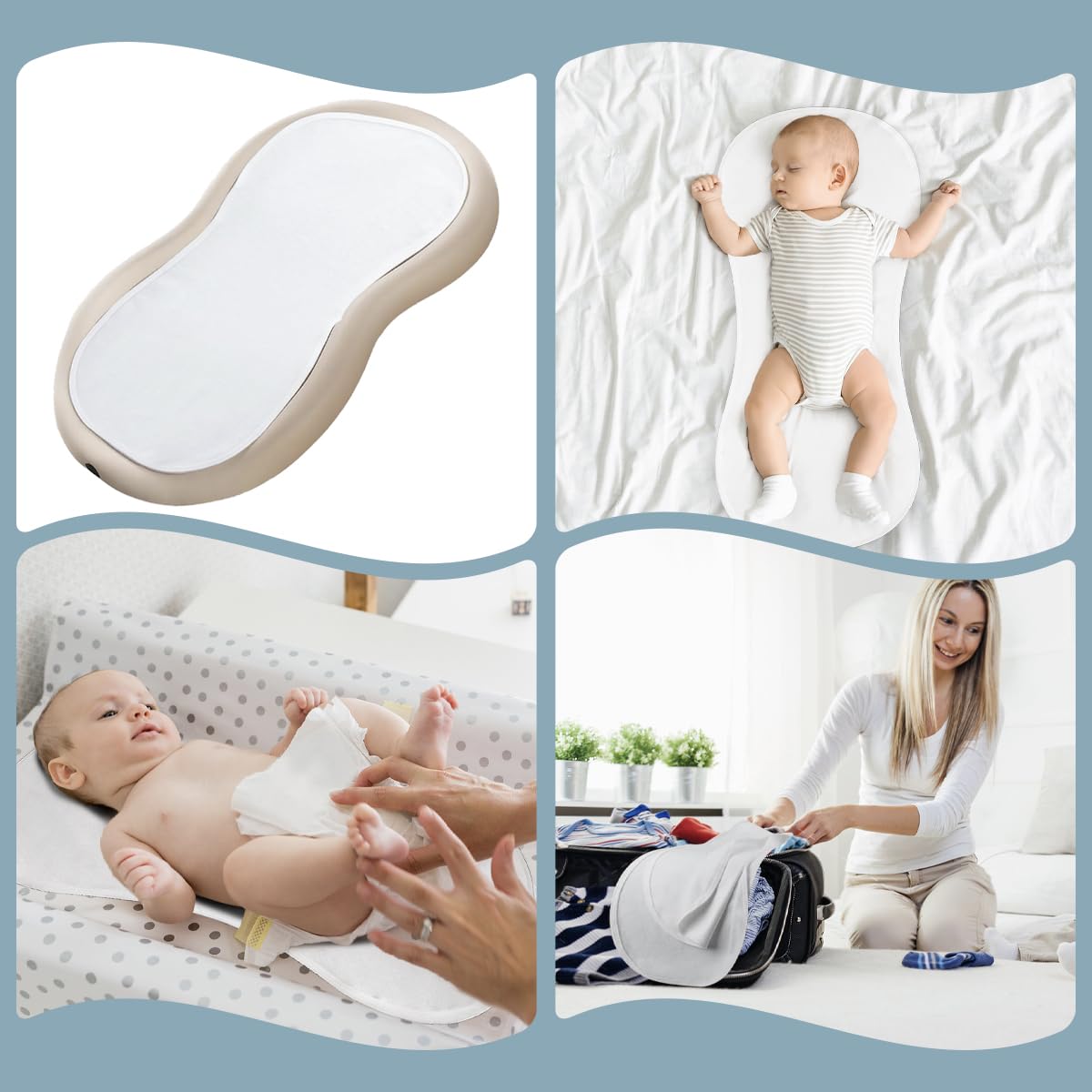Ndahjahd Thicker 4-Pack liner in use on changing table setup for home and travel