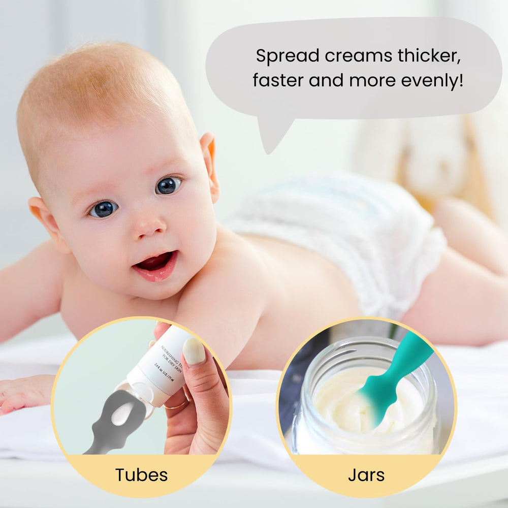 Nearbyme diaper cream brush in ether demonstrates gentle silicone for smooth spreading.
