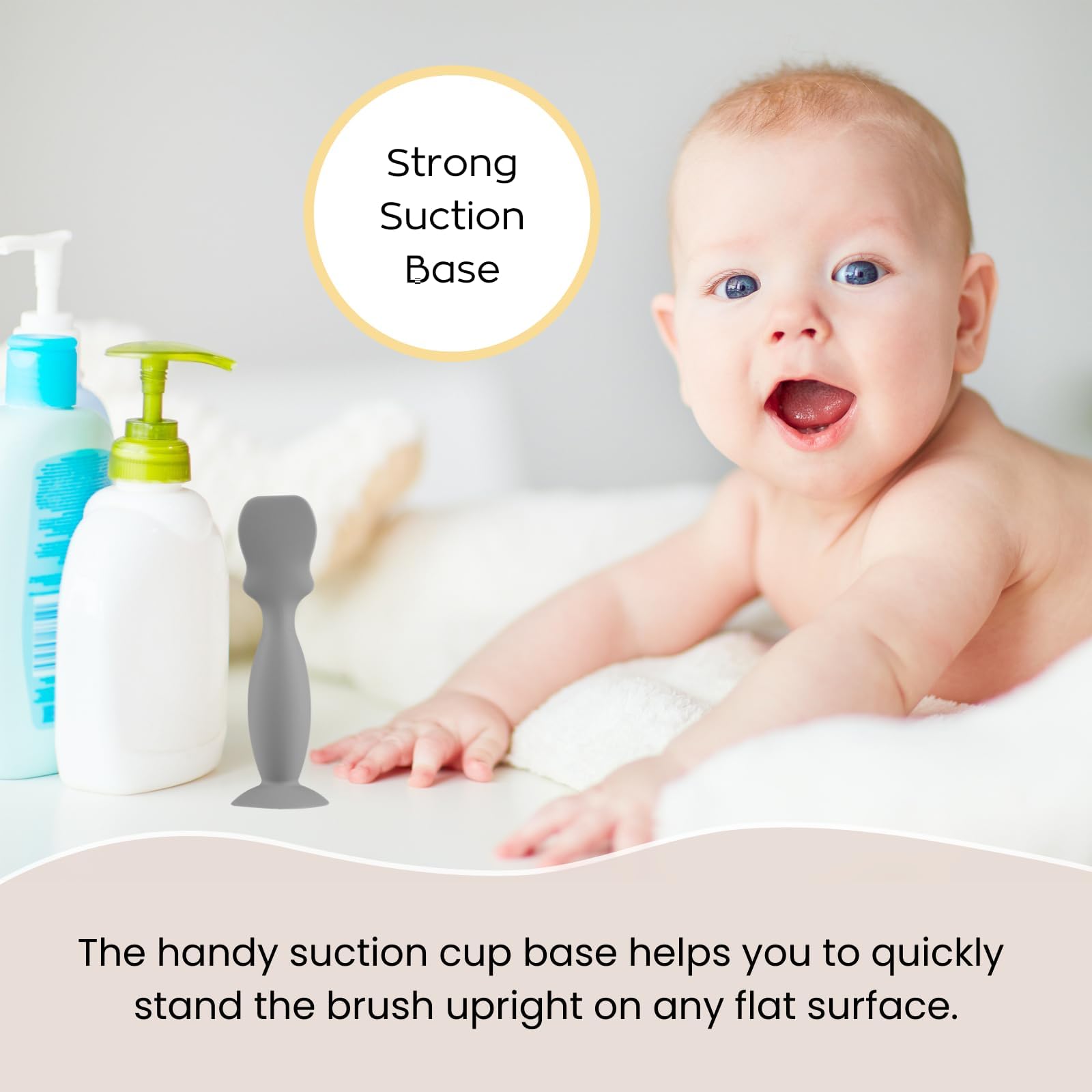 Nearbyme diaper cream brush in mauve shows portable 4-inch size for diaper bag.