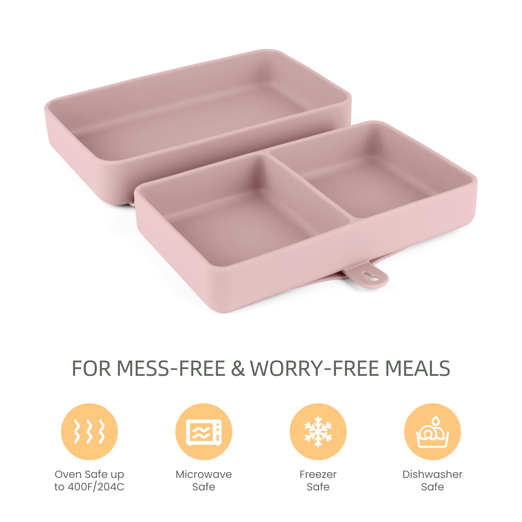 Nearbyme easy-clean silicone surface after meals on the go.