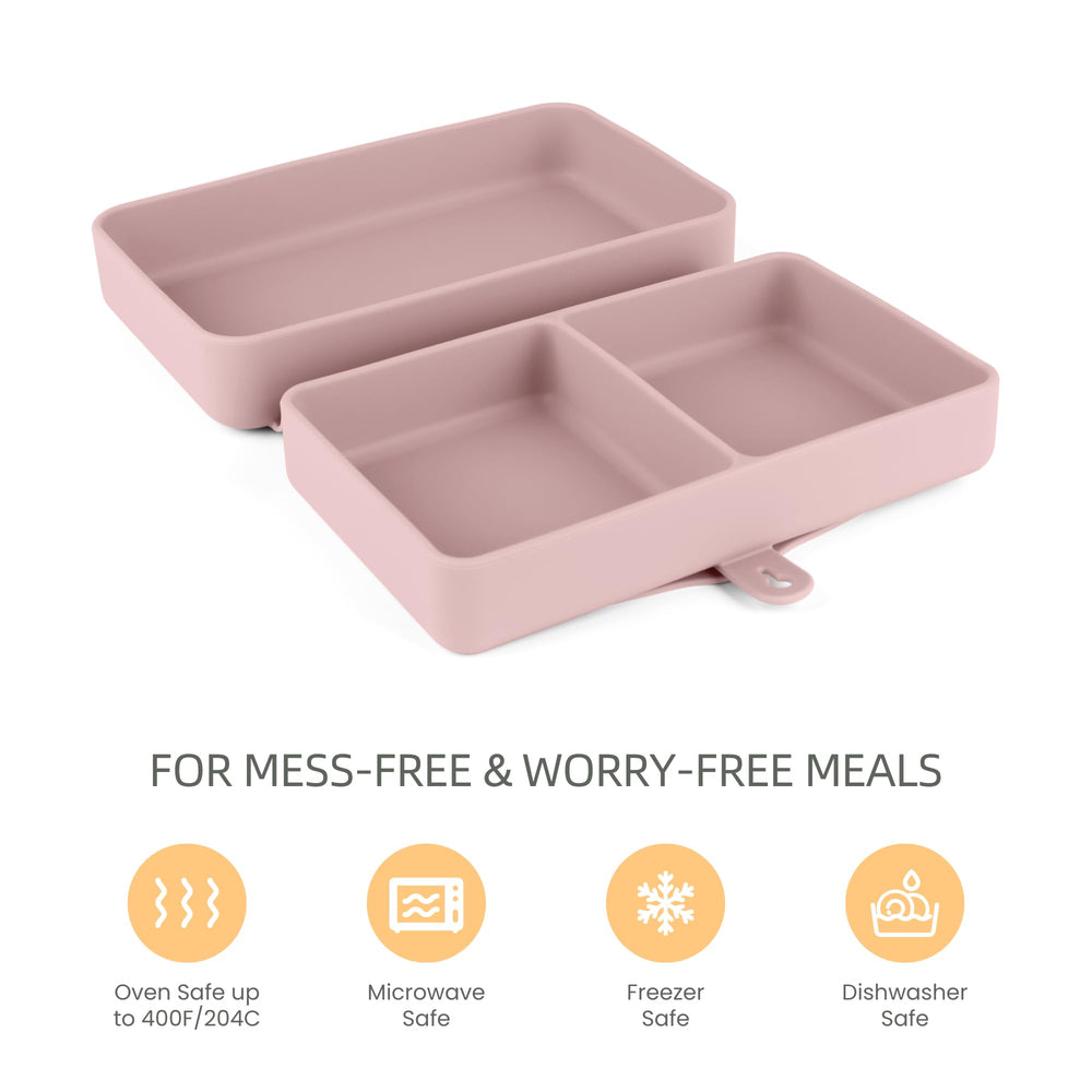 Nearbyme easy-clean silicone surface after meals on the go.