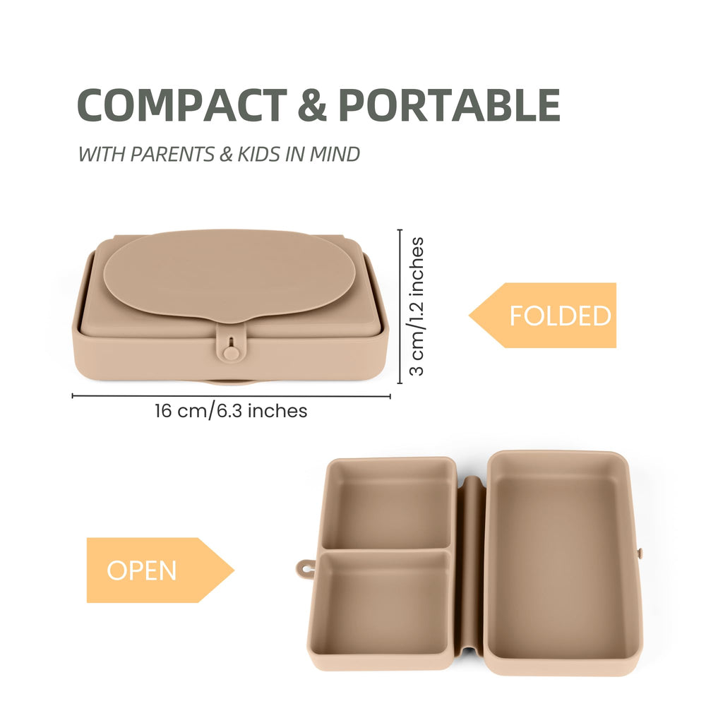 Nearbyme silicone baby plate three-compartments helps organize meals