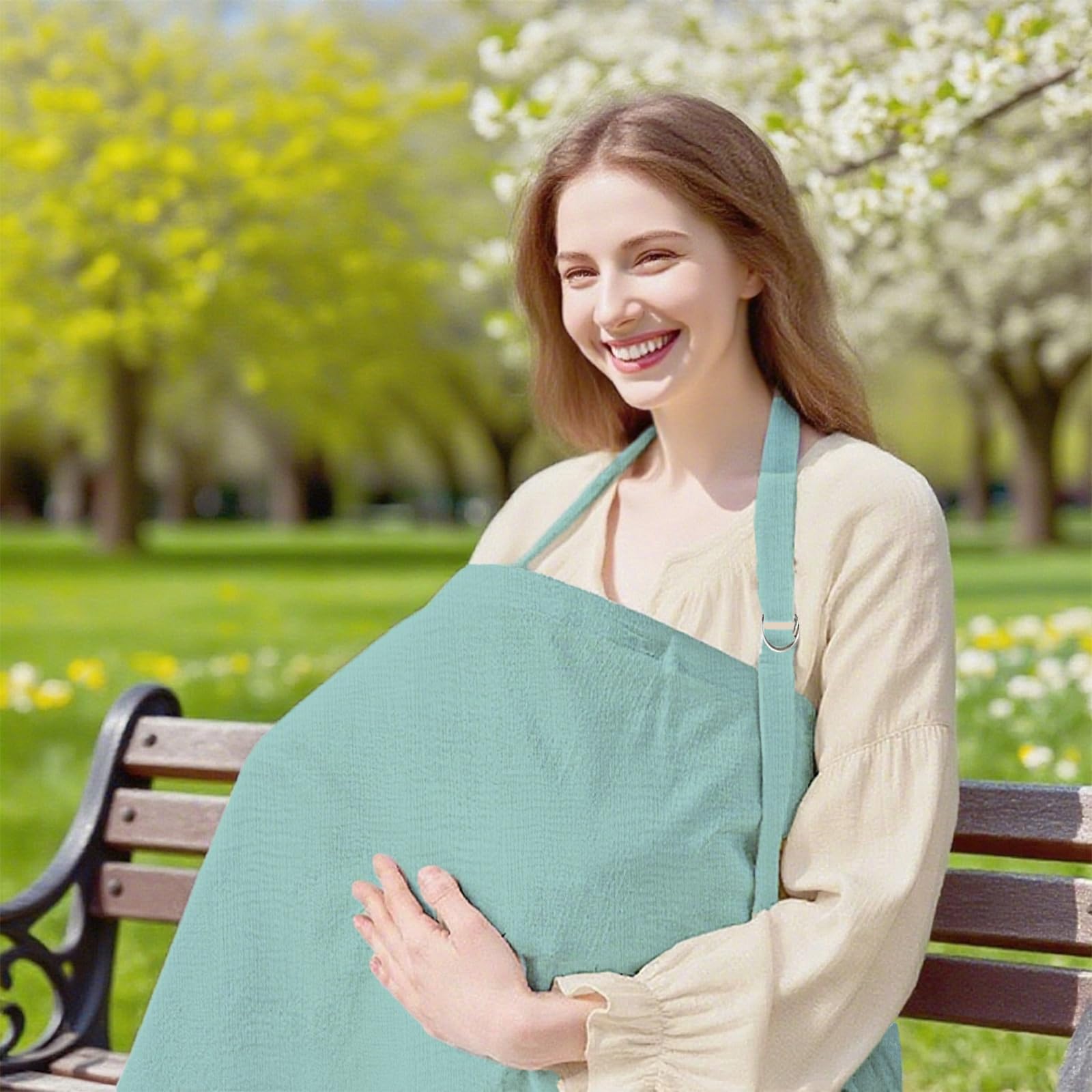 Neblueum nursing cover shows 360° privacy for discreet feeding in public.