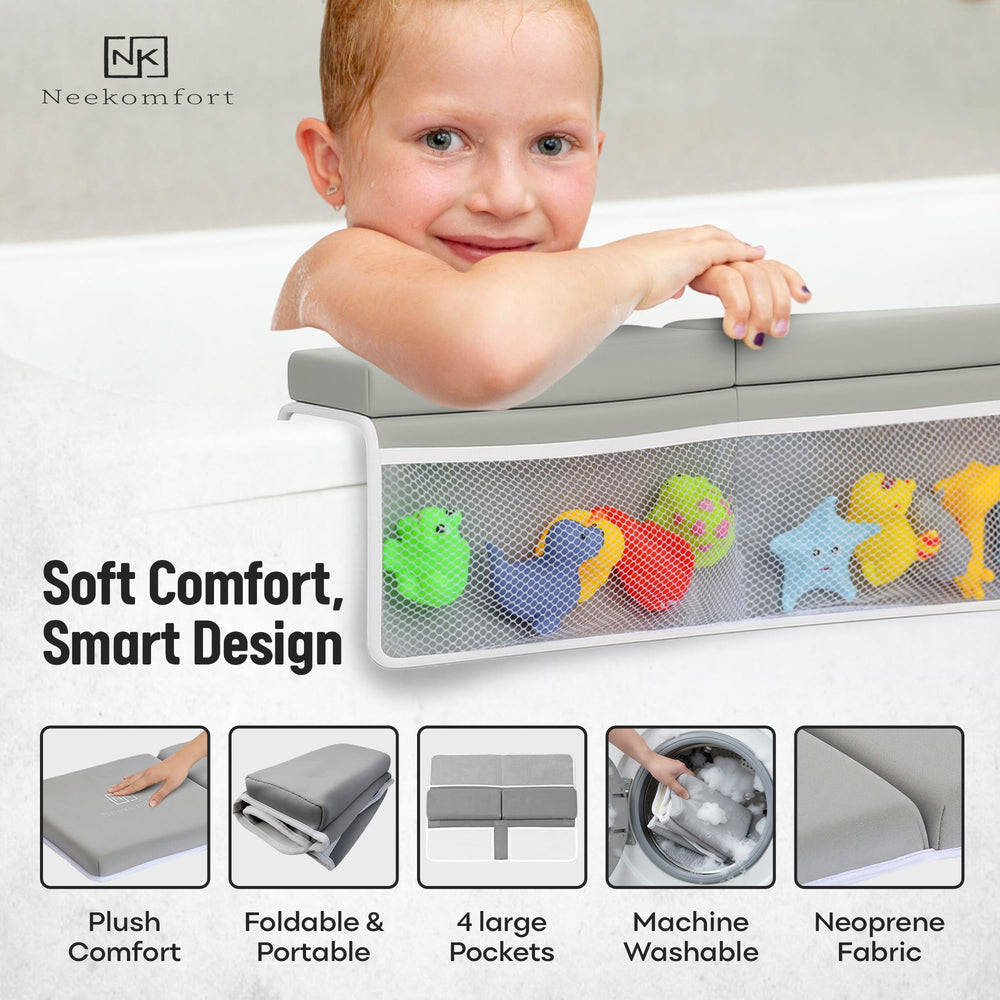 Neekomfort kneeler pad ergonomic design supports posture for longer, calmer bath sessions.