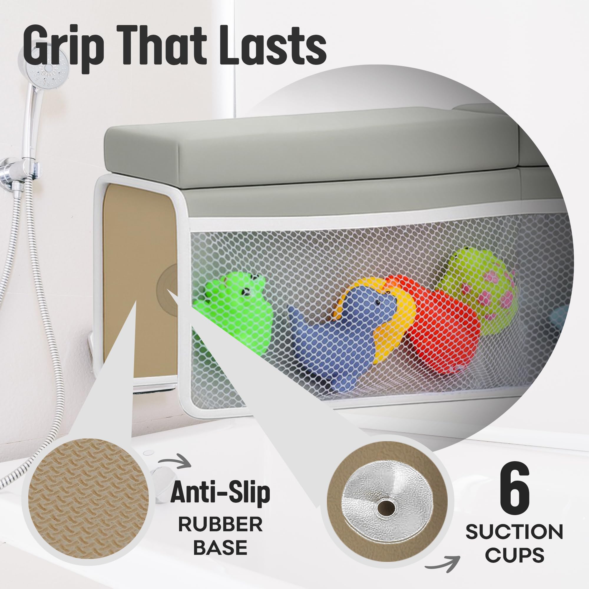 Neekomfort elbow rest with secure suction cups prevents slips during baths.