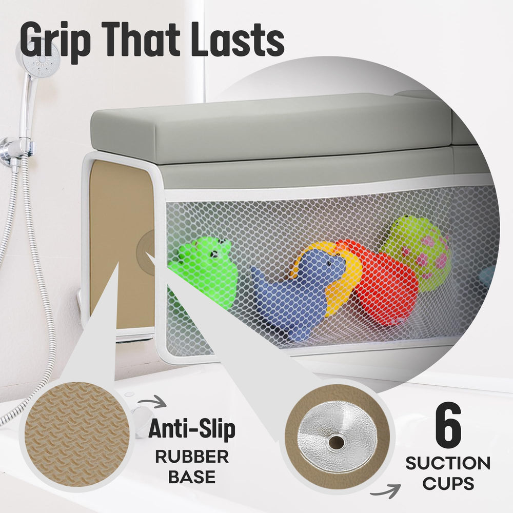 Neekomfort elbow rest with secure suction cups prevents slips during baths.