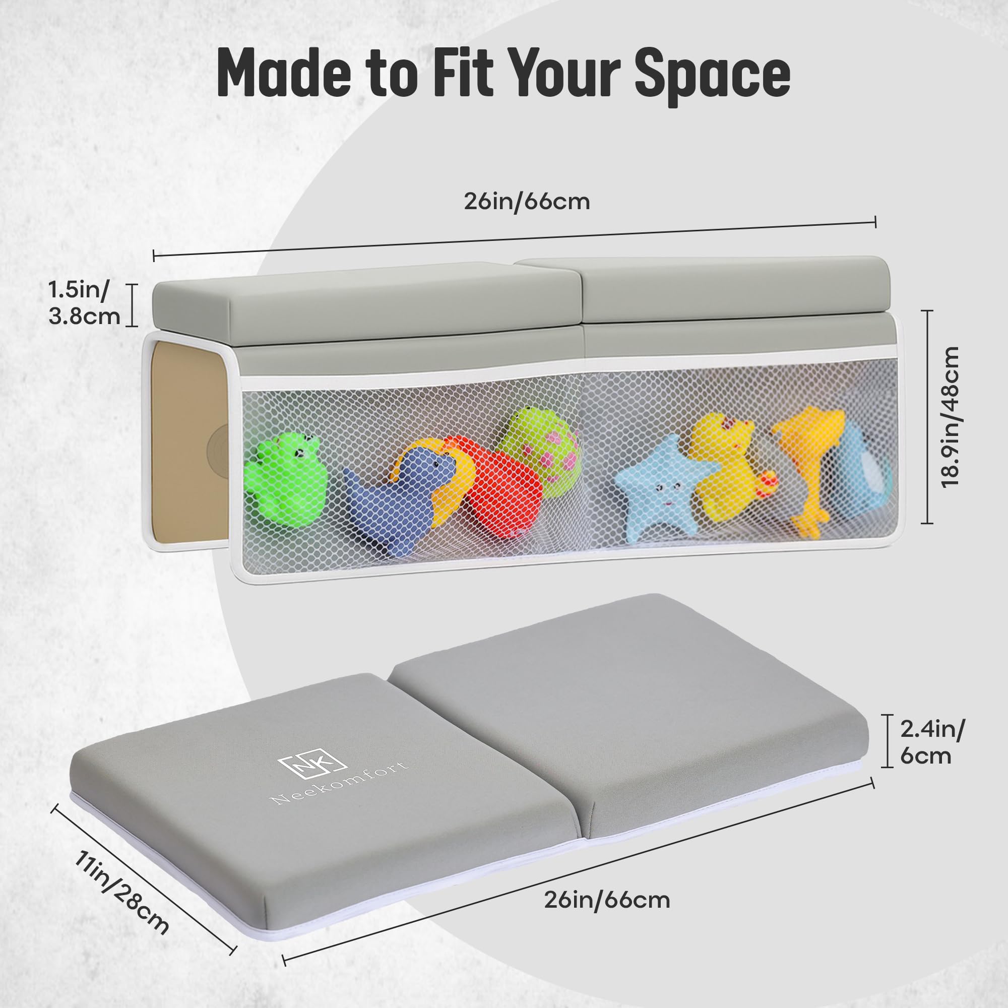 Neekomfort universal fit works with most bathtubs for easy setup.