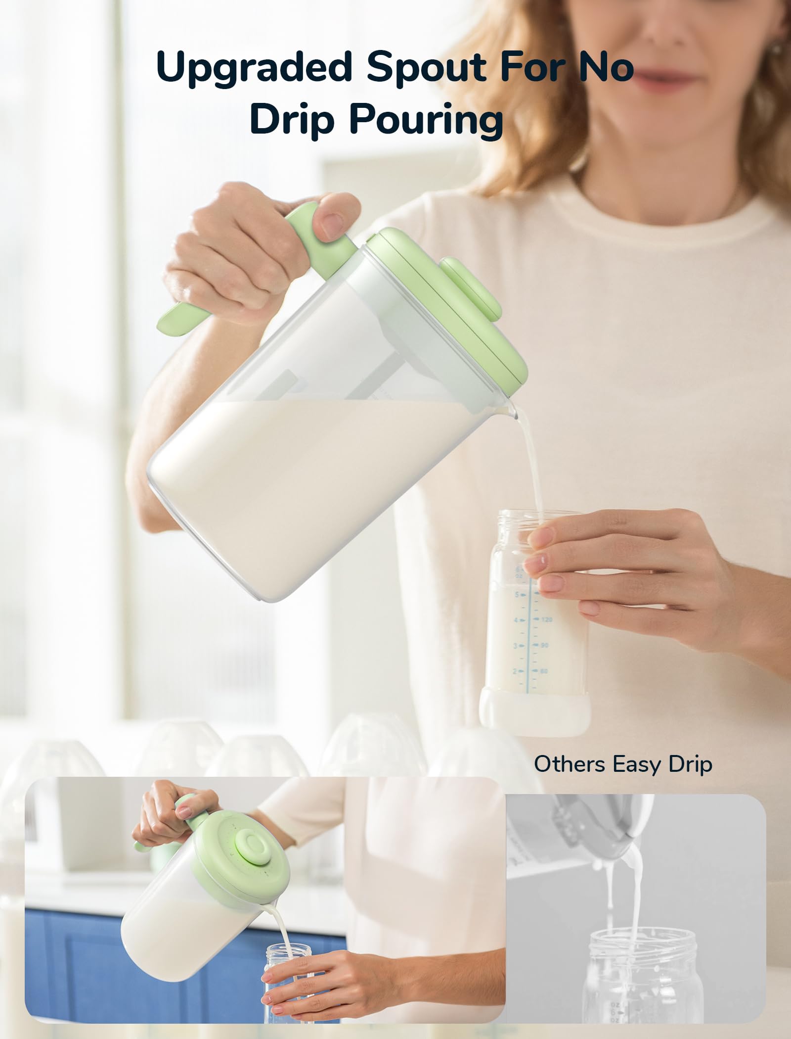 NehNeh Baby 36oz breastmilk pitcher stored in fridge safely.