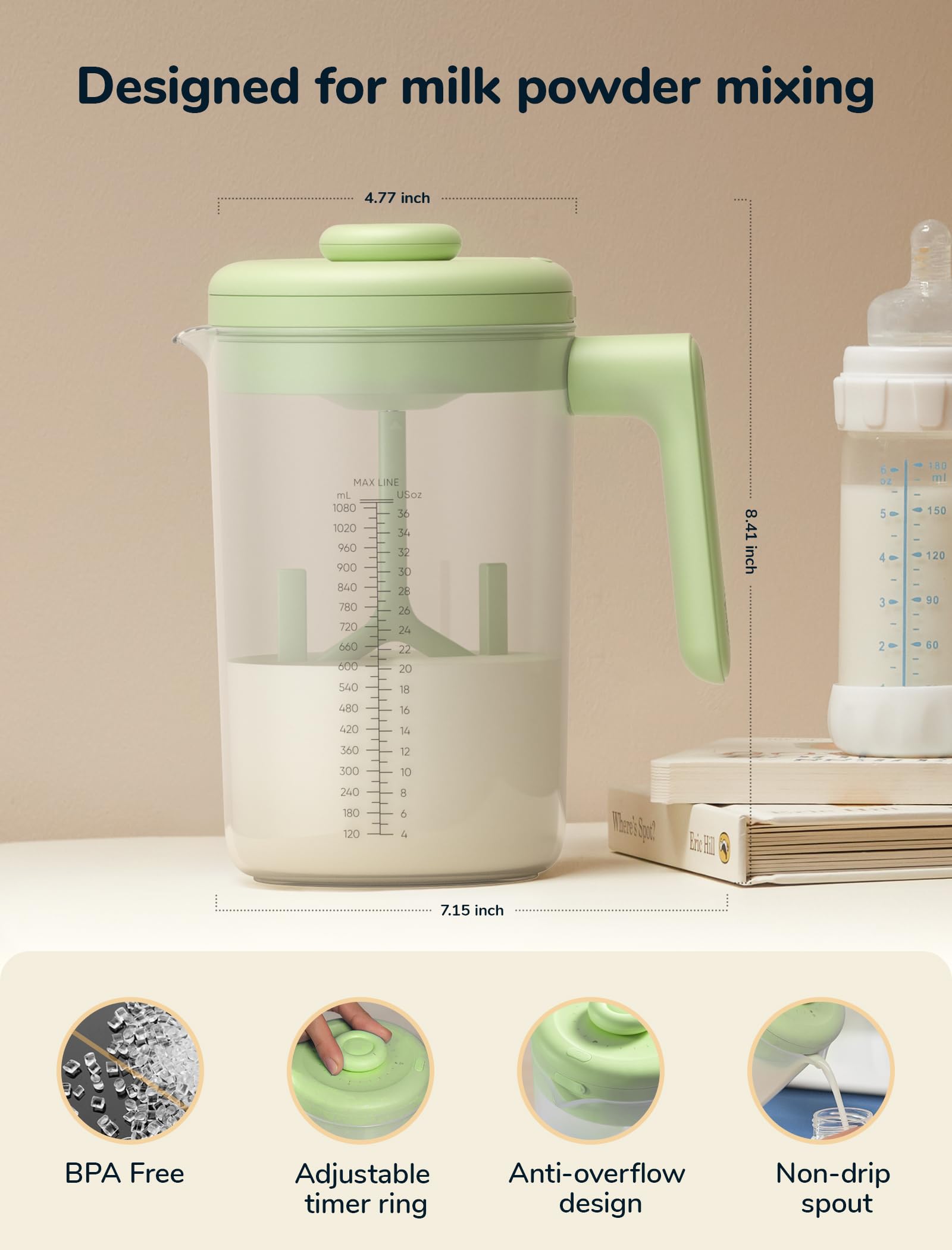 NehNeh Baby BPA-free materials ensure infant-safe milk mixing.
