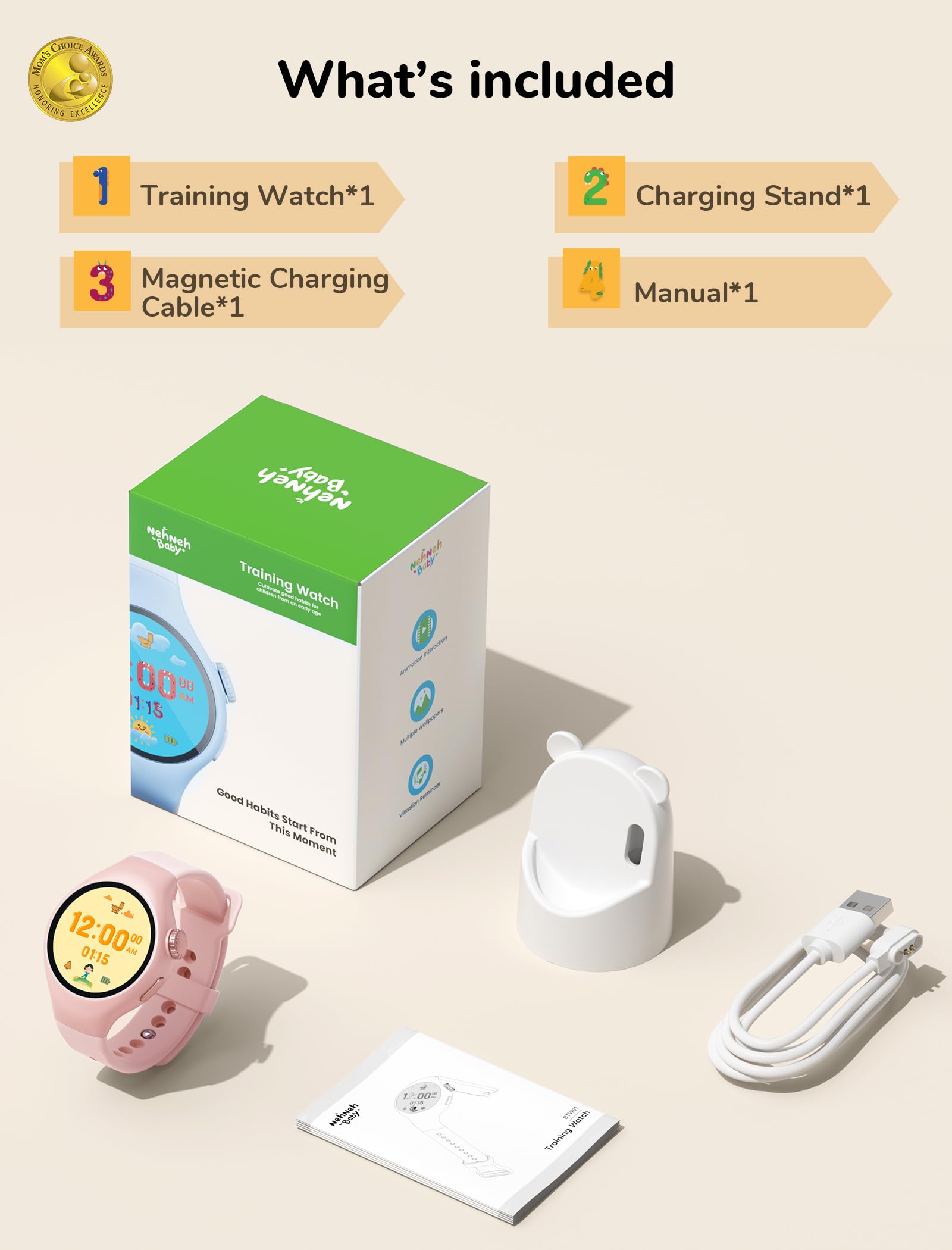 NehNeh Baby pink adjustable strap view demonstrates comfortable wear for growing wrists.