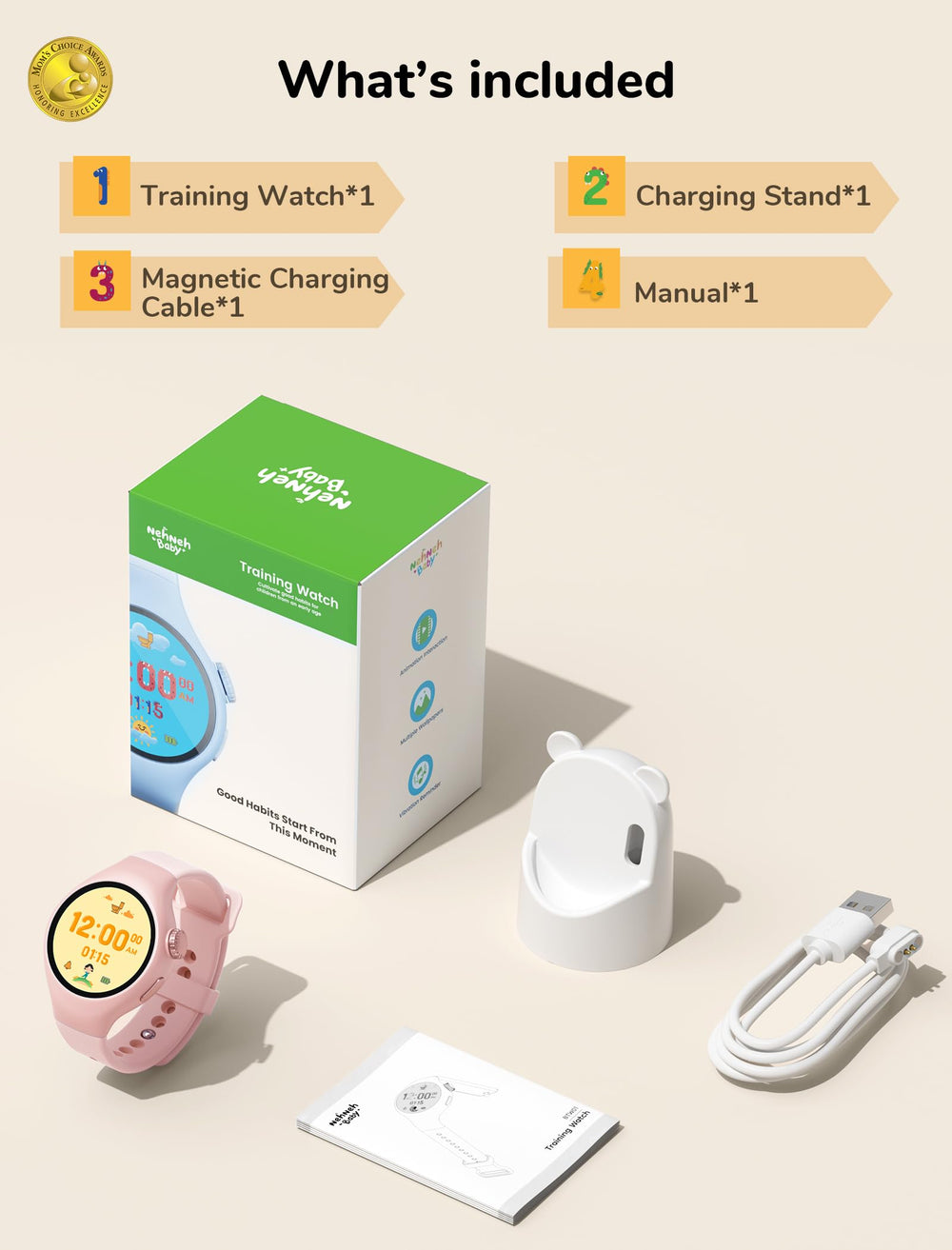 NehNeh Baby pink adjustable strap view demonstrates comfortable wear for growing wrists.